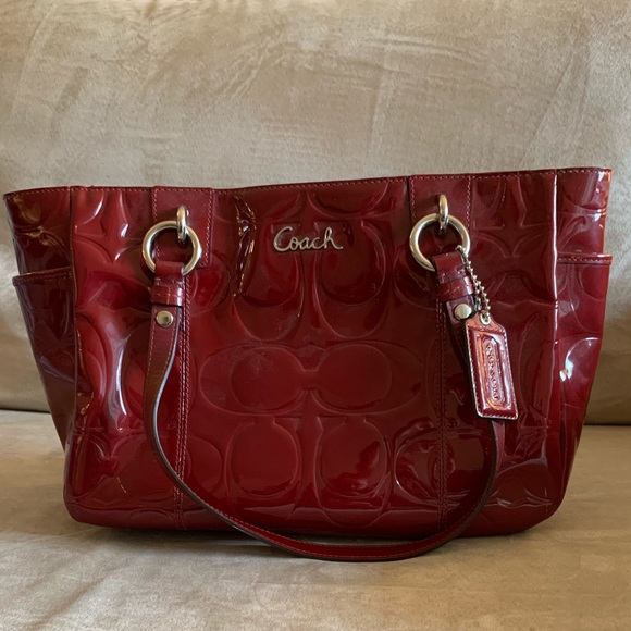 Coach signature patten leather bag